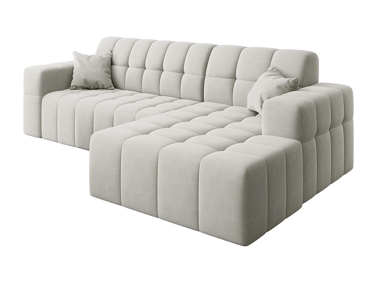 Ecksofa NIMES L-Form, Stoff Portland, Weiss, Rechts