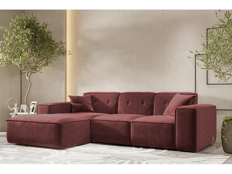 Ecksofa PULA L-Form, Stoff Perfect Harmony, Rotwein, Links