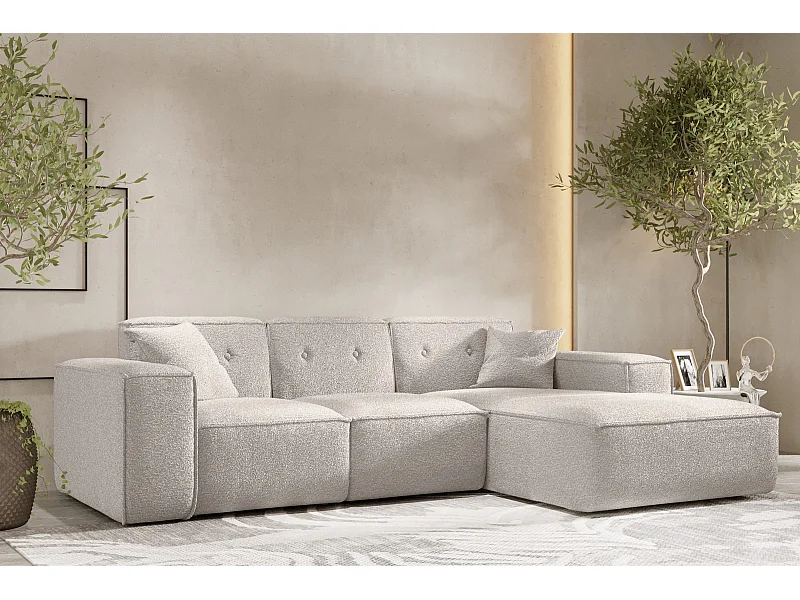 Canapé d'angle PULA en L, tissu Antic, beige, droit