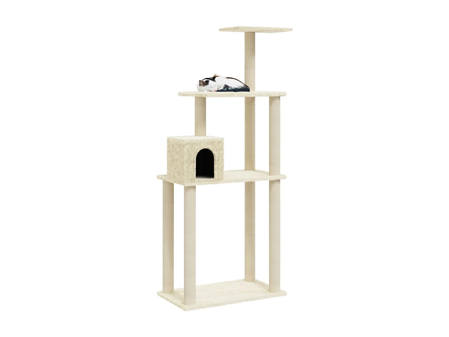 Fadir  Arbre à chat avec griffoirs en sisal Crème 147 cm