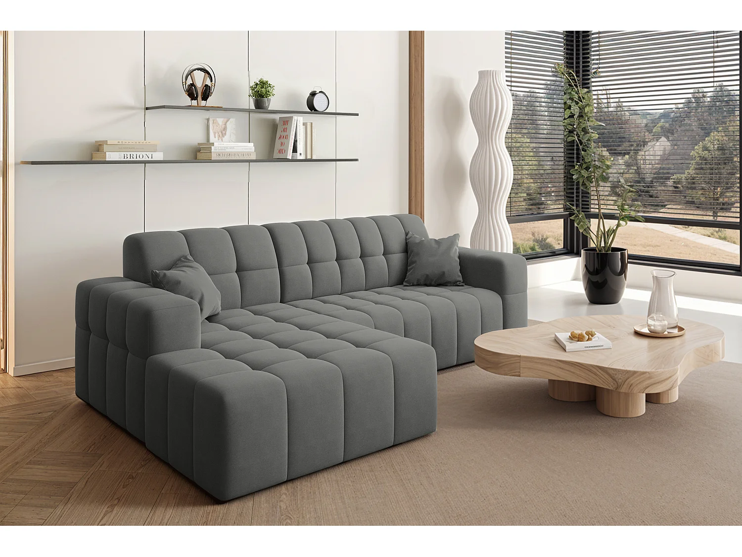 Ecksofa NIMES L-Form, Stoff Portland, Anthrazit, Links