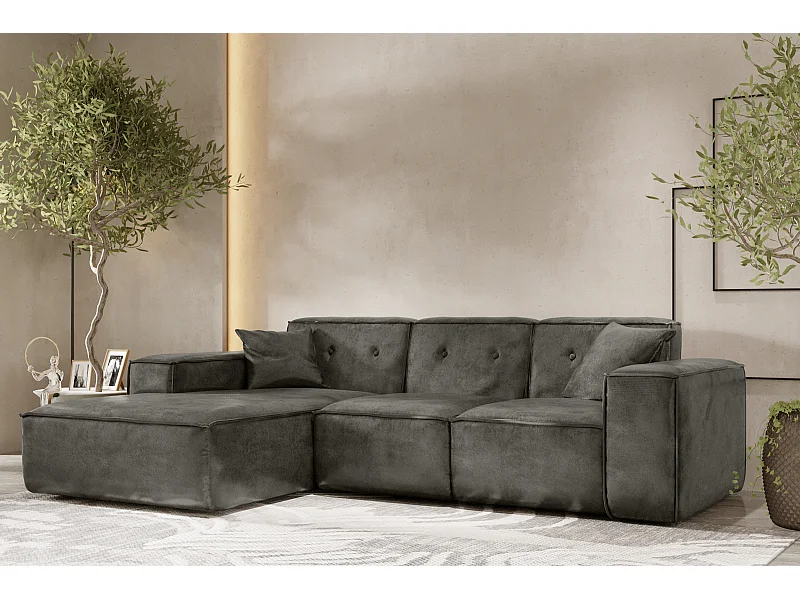 Ecksofa PULA L-Form, Stoff Gobi, Grau, Links