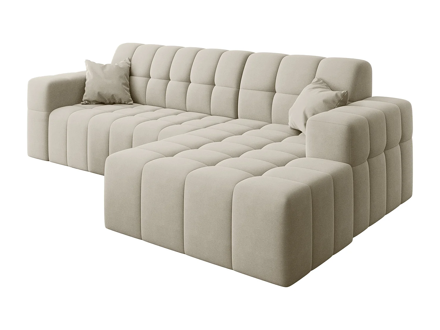 Ecksofa NIMES L-Form, Stoff Portland, Ecru, Rechts