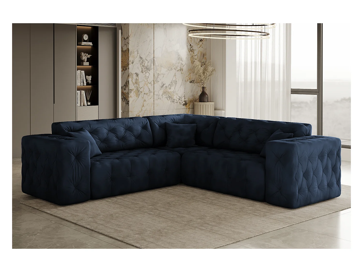 Ecksofa Corner LUX, Stoff Whisper, Blau