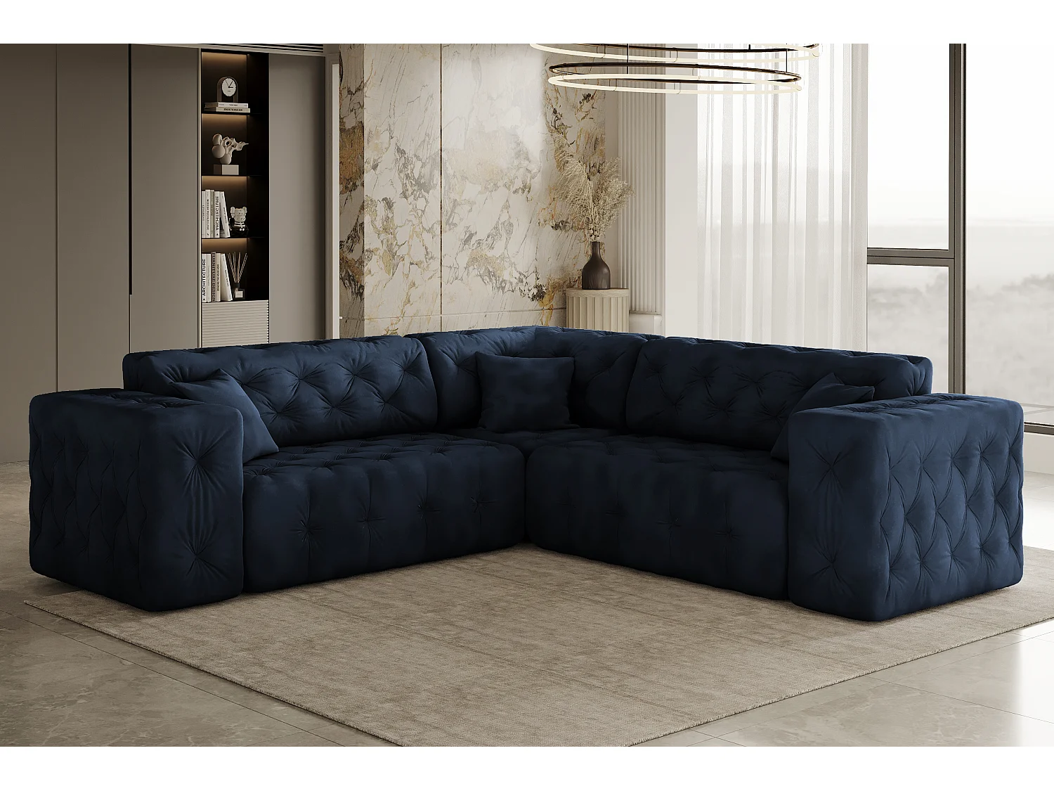 Ecksofa Corner LUX, Stoff Whisper, Blau