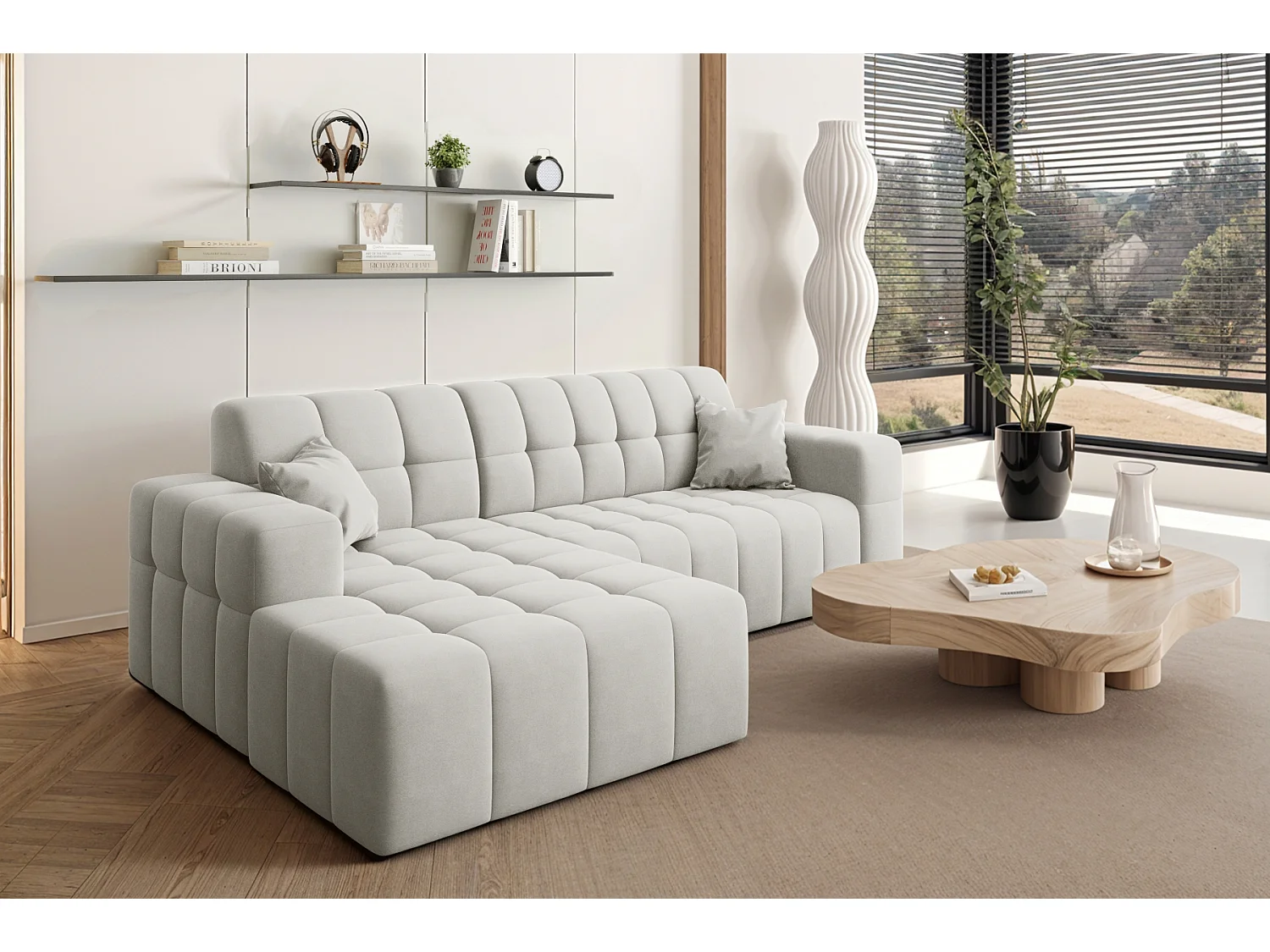Ecksofa NIMES L-Form, Stoff Portland, Weiss, Links