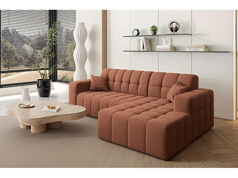 Ecksofa NIMES L-Form, Stoff Portland, Kupfer, Rechts