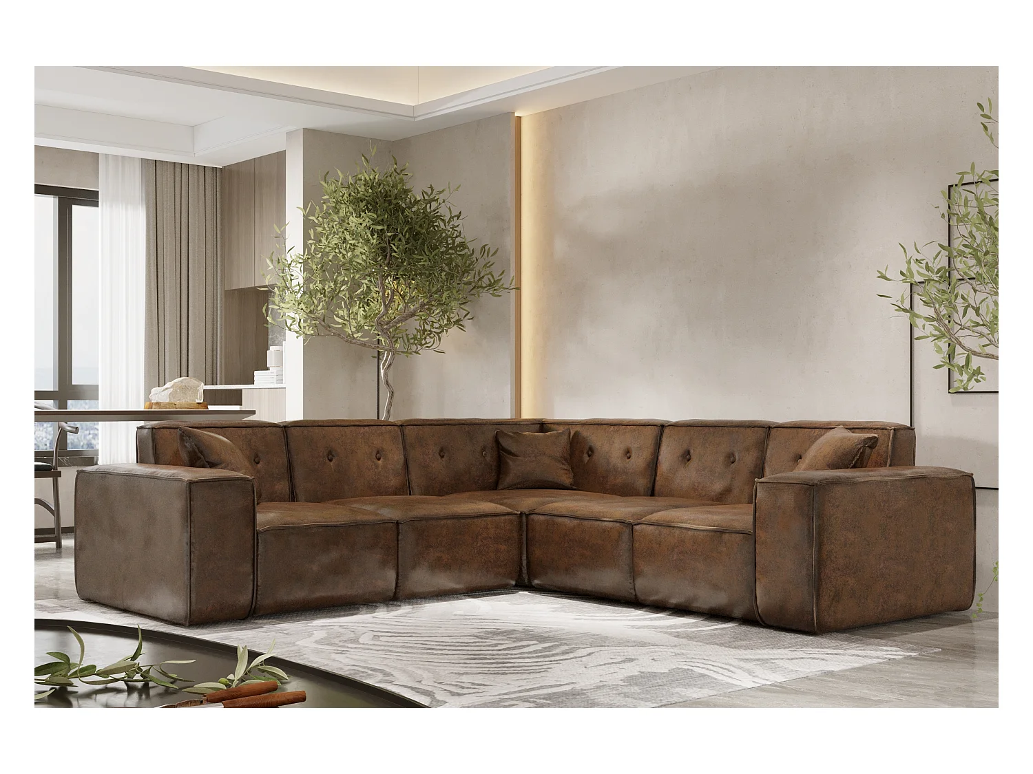 Ecksofa Corner PULA, Stoff Gobi, Braun