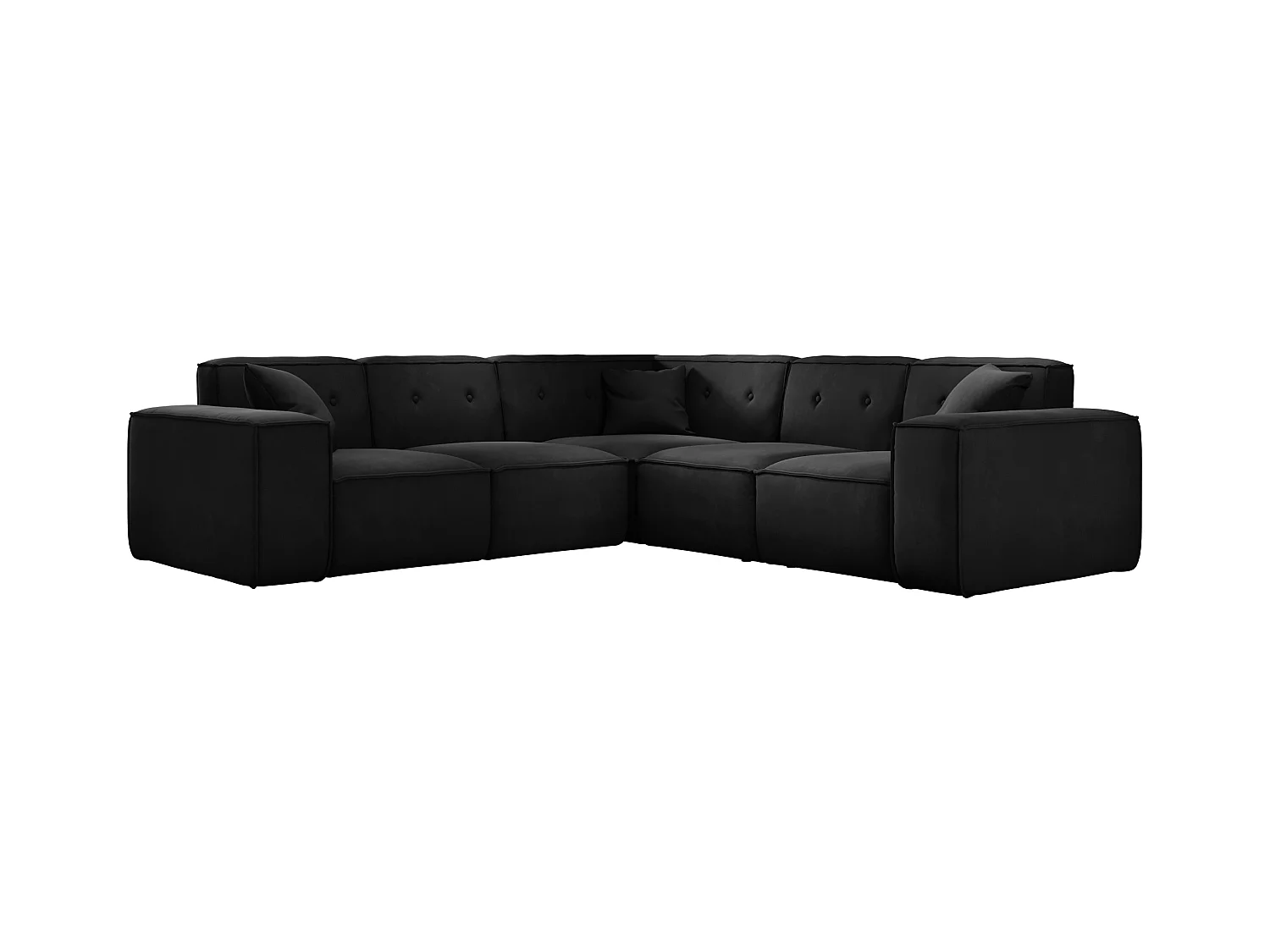 Canapé d'angle PULA, tissu Opera Velvet, noir
