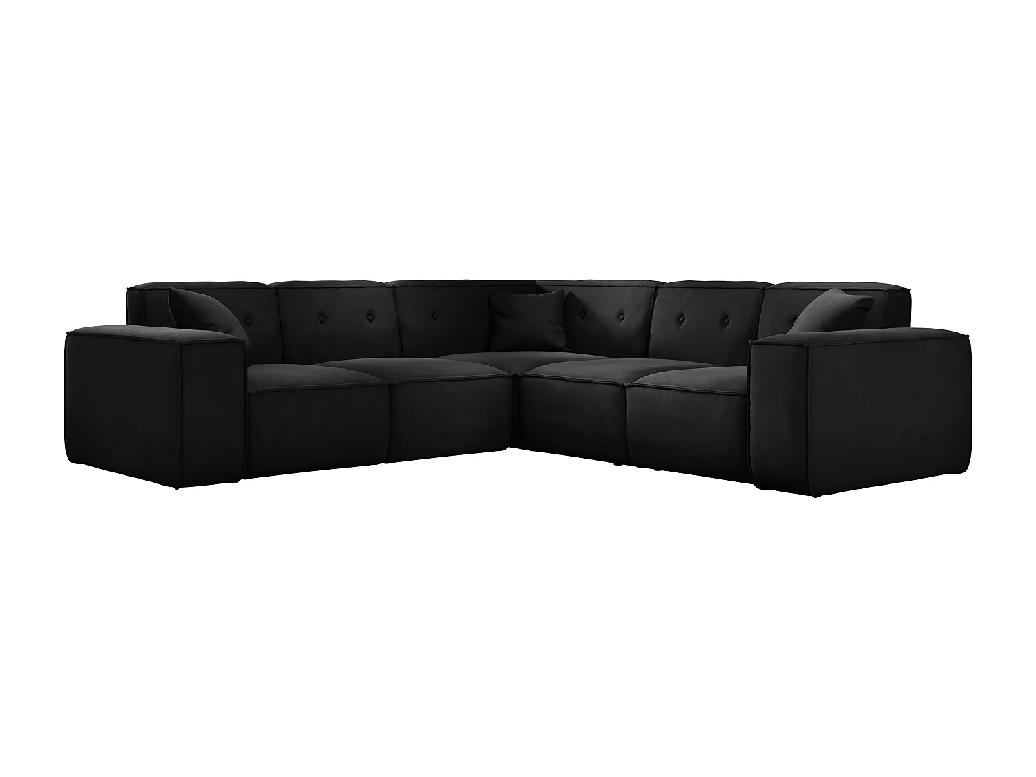 Canapé d'angle PULA, tissu Opera Velvet, noir