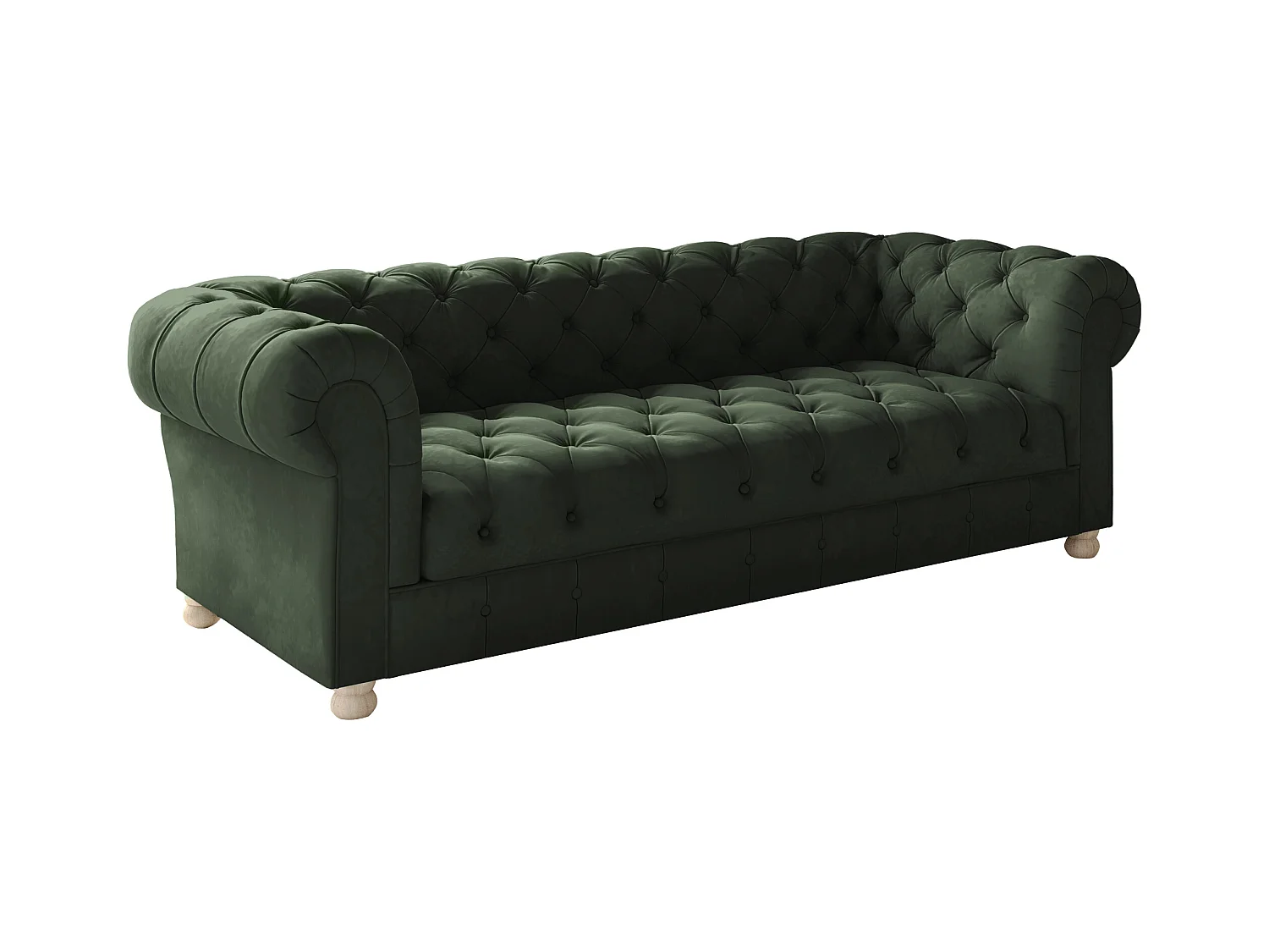 Sofa Dreisitzer CHESTERFIELD, Stoff Whisper, Grün