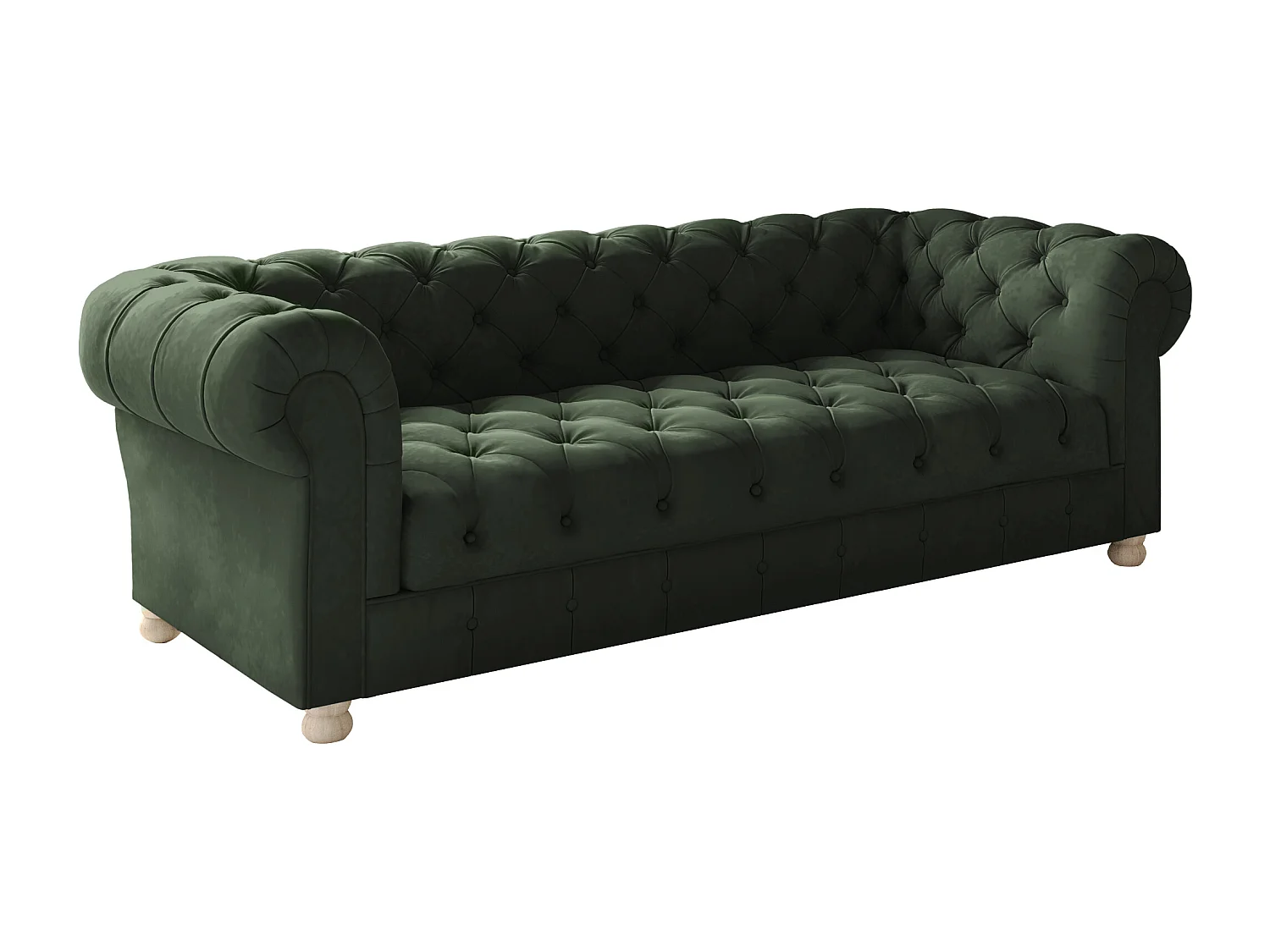 CHESTERFIELD driezitsbank, Whisper stof, groen