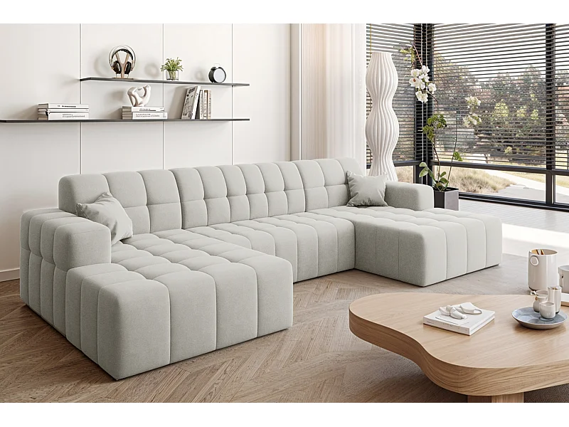 Ecksofa NIMES U-Form, Stoff Portland, Weiss