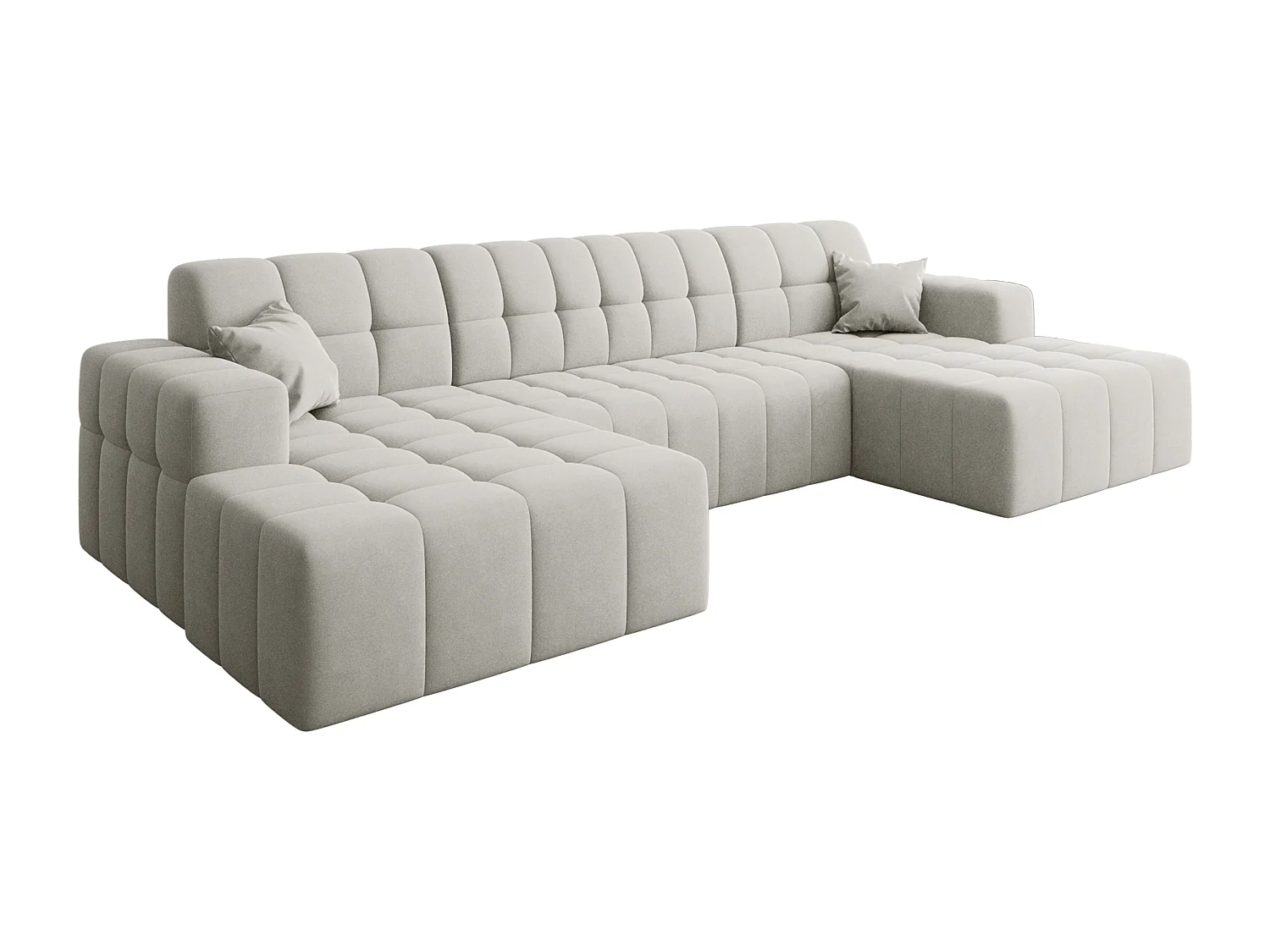 NIMES U-vormige hoekbank, stof Portland, wit