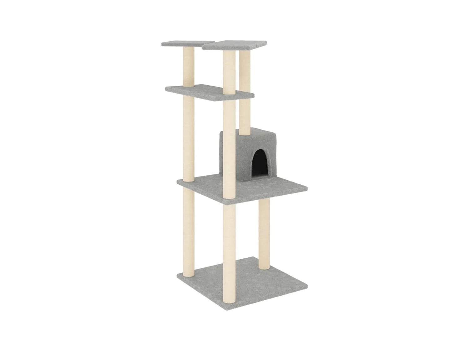Gudleikr  Arbre à chat avec griffoirs en sisal gris clair 123 cm