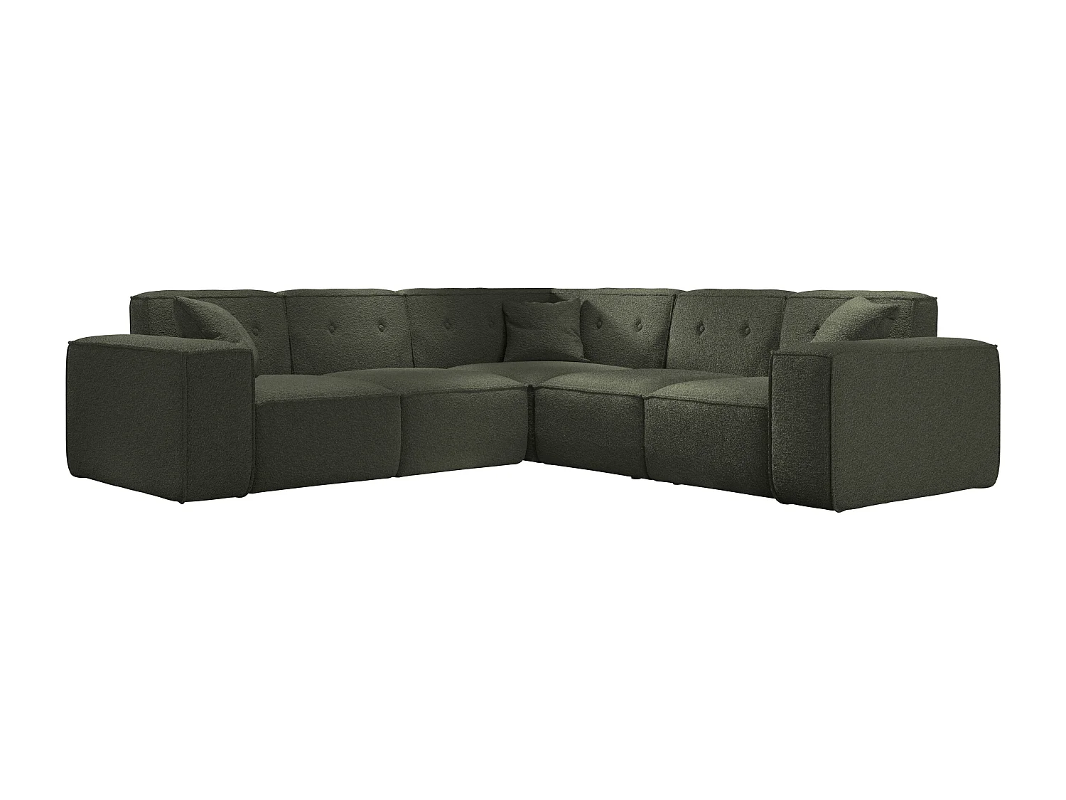 Canapé d'angle PULA, tissu Antic, vert foncé