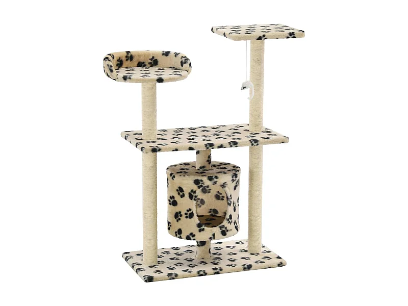 Sophie-Manon  Kattenkrabpaal met sisal krabpalen 95 cm pootafdrukken beige