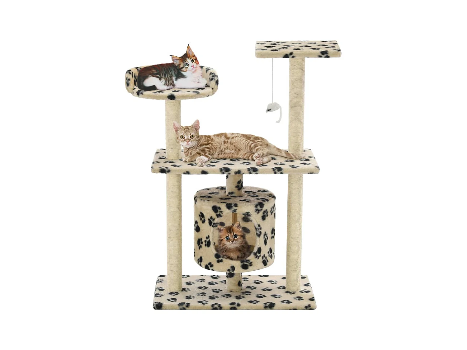 Sophie-Manon  Arbre à chat avec griffoir en sisal 95 cm Beige Motif de pattes