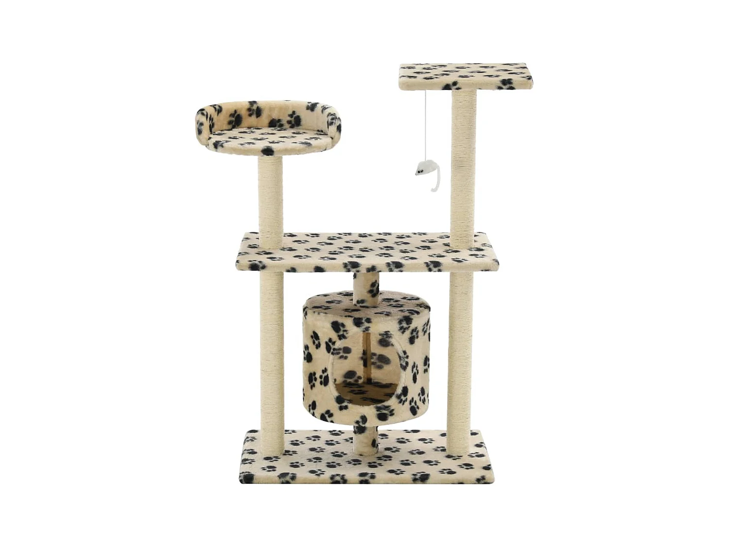 Sophie-Manon  Arbre à chat avec griffoir en sisal 95 cm Beige Motif de pattes