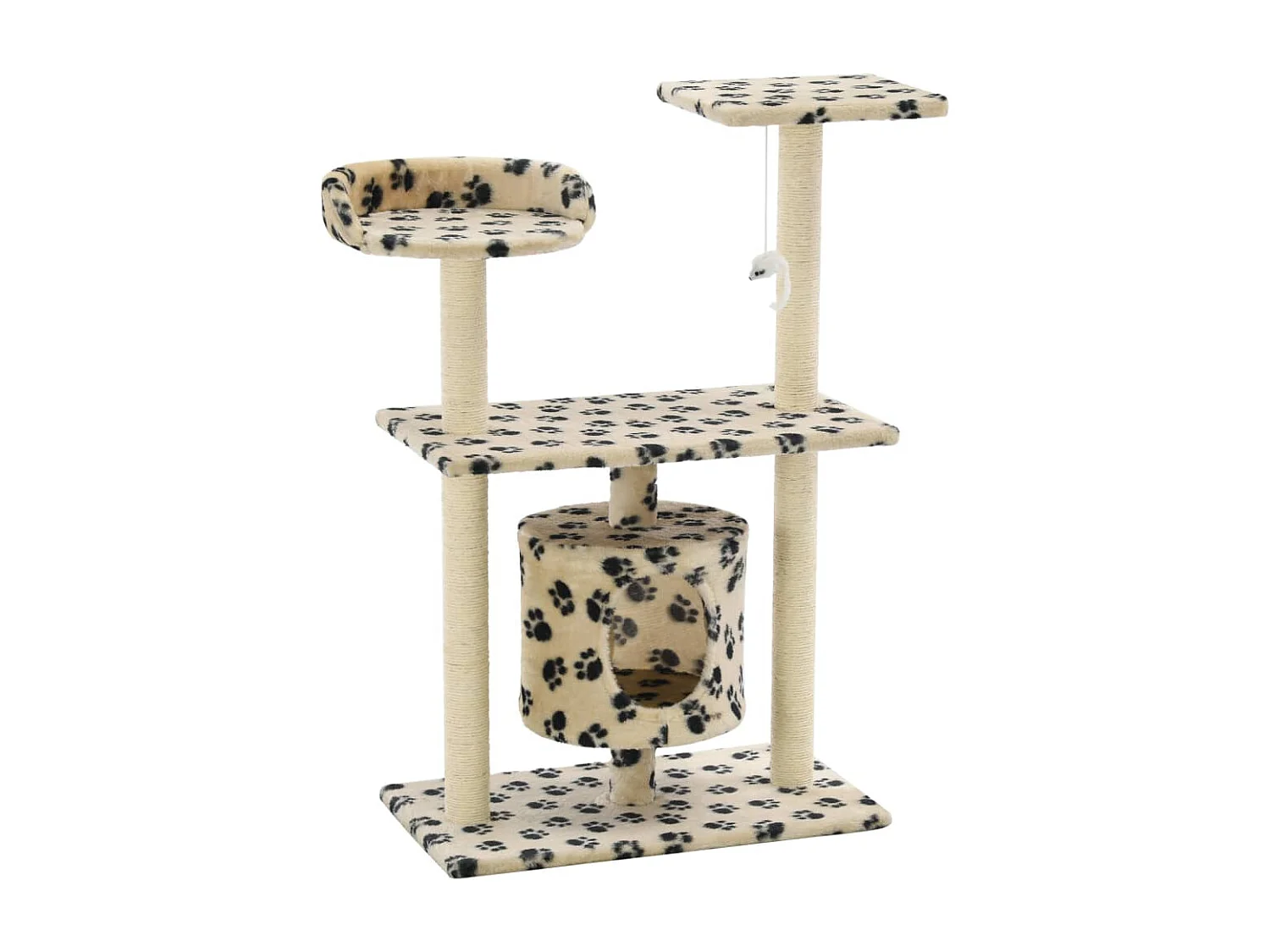 Sophie-Manon  Arbre à chat avec griffoir en sisal 95 cm Beige Motif de pattes