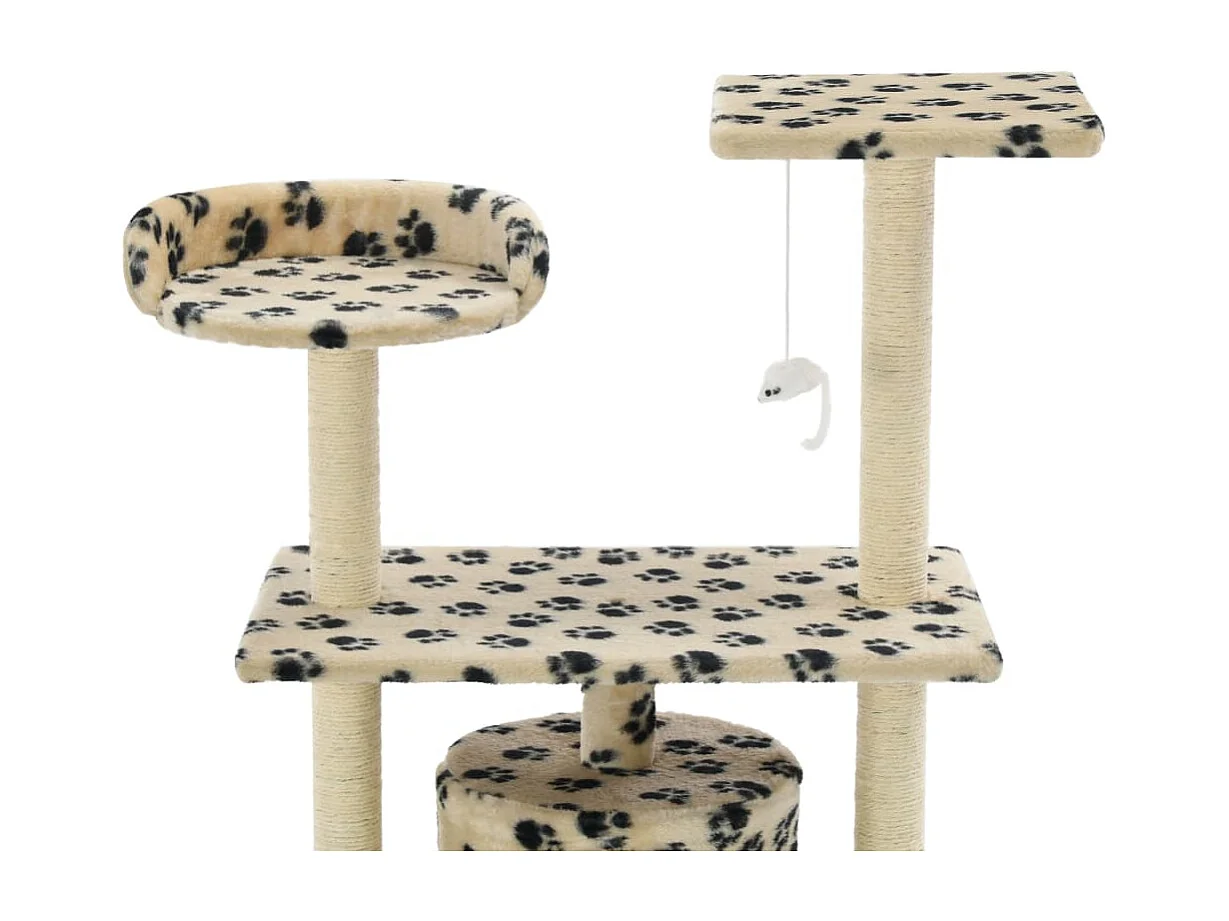 Sophie-Manon  Arbre à chat avec griffoir en sisal 95 cm Beige Motif de pattes