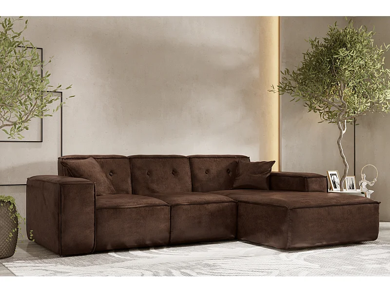 Ecksofa PULA L-Form, Stoff Gobi, Dunkelbraun, Rechts