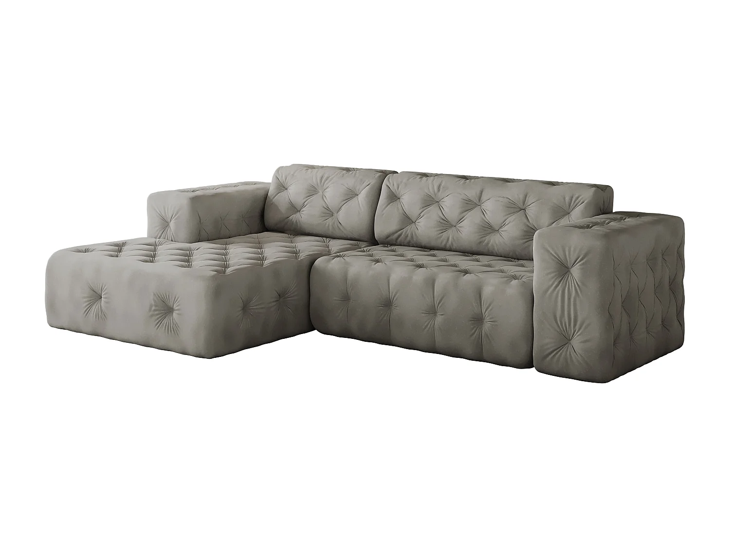 Ecksofa LUX L-Form, Stoff Whisper, Silber, Links