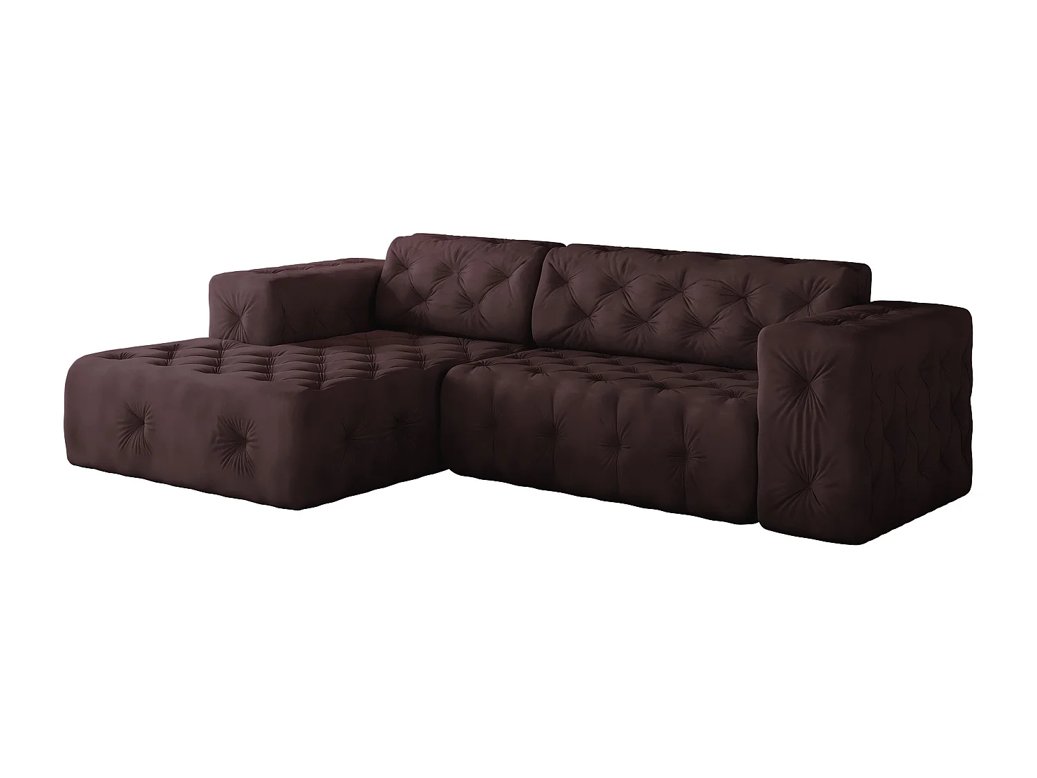 Ecksofa LUX L-Form, Stoff Whisper, Rotwein, Links