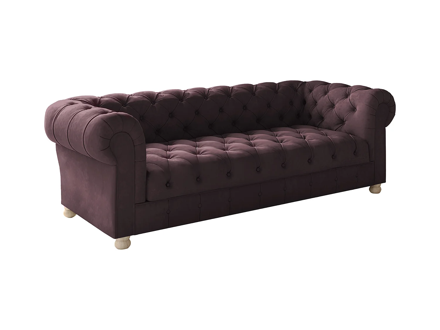 CHESTERFIELD driezitsbank, Whisper-stof, rode wijn