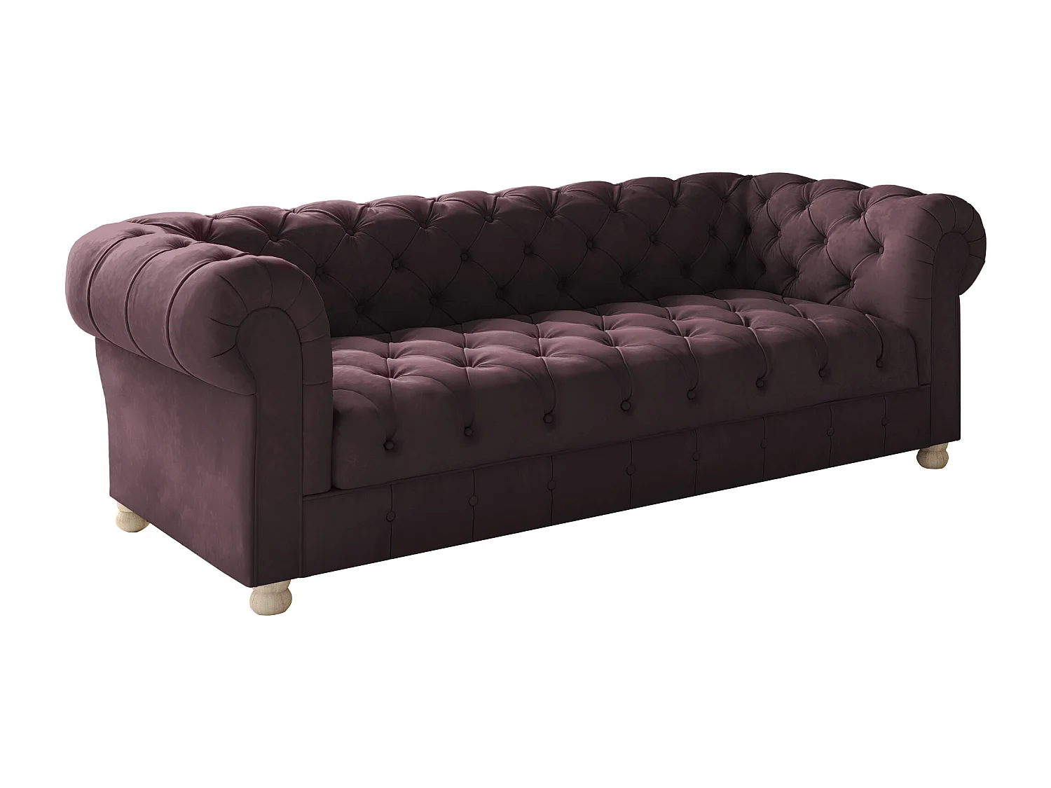 CHESTERFIELD driezitsbank, Whisper-stof, rode wijn