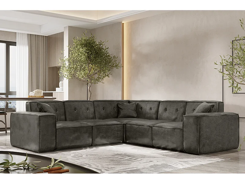 Hoekbank PULA, stof Gobi, grijs