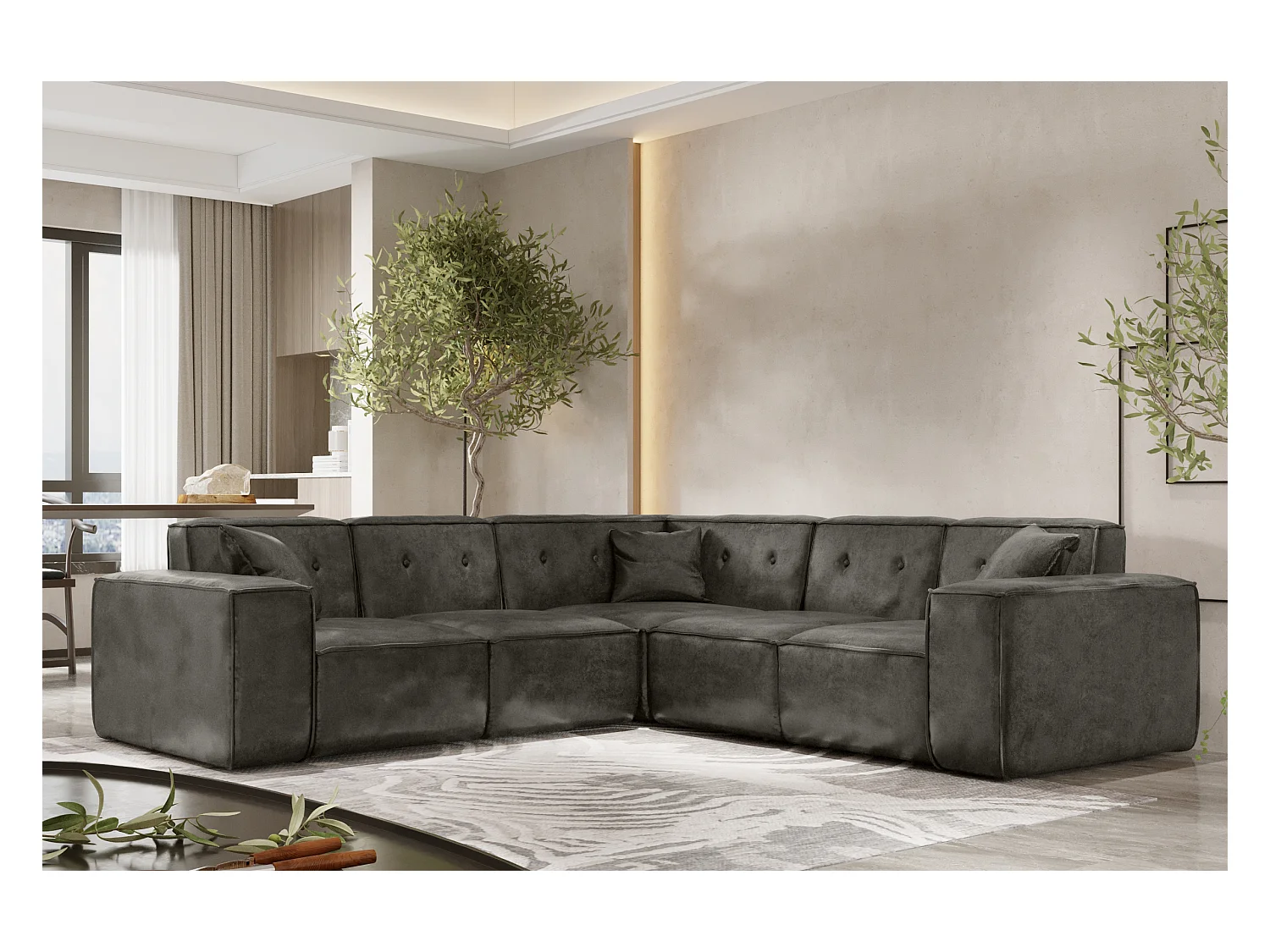 Ecksofa Corner PULA, Stoff Gobi, Grau