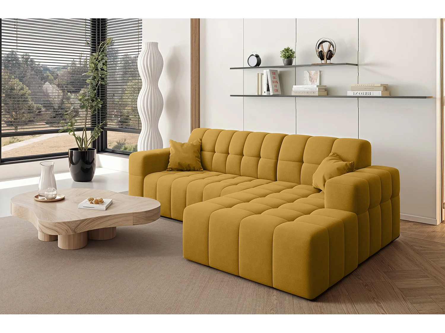 Ecksofa NIMES L-Form, Stoff Portland, Gelb, Rechts