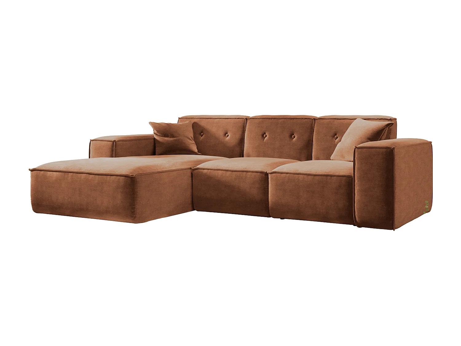 Canapé d'angle en L PULA, tissu Perfect Harmony, orange, droit