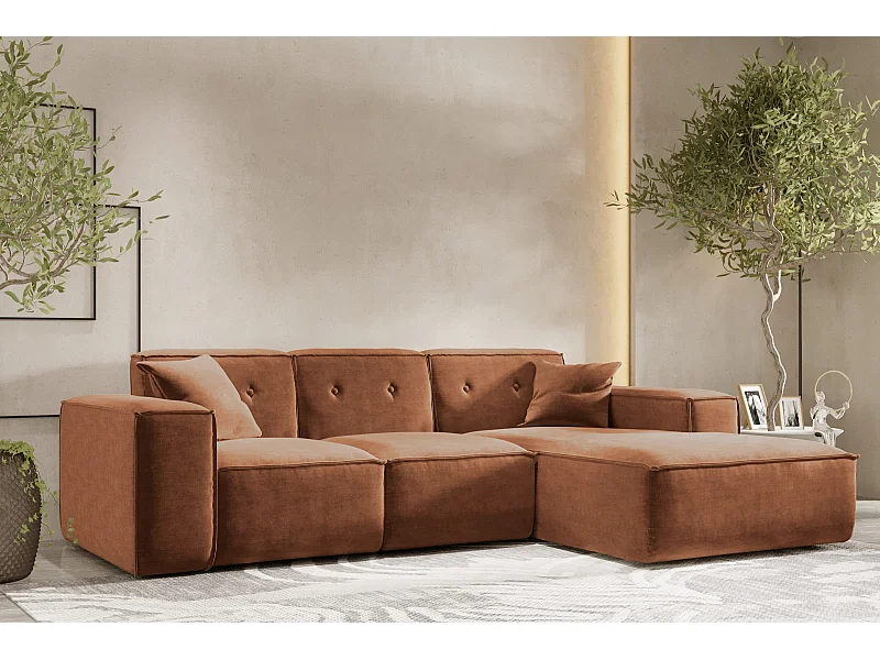 PULA L-vormige hoekbank, stof Perfect Harmony, oranje, rechts