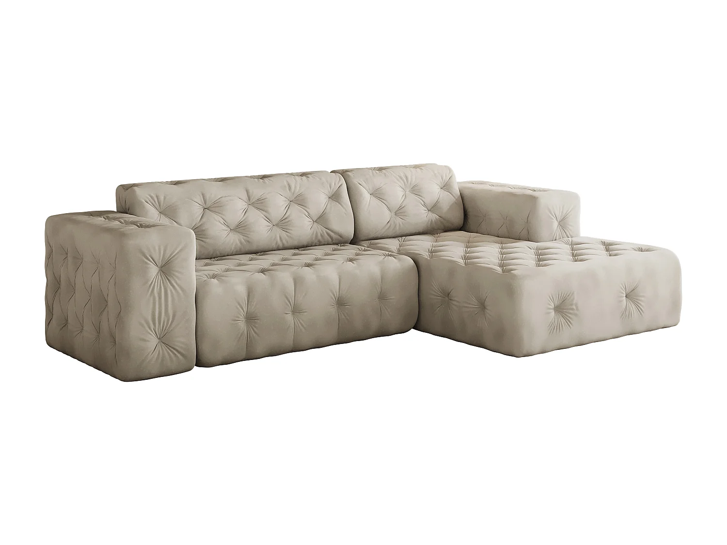 Ecksofa LUX L-Form, Stoff Whisper, Creme, Rechts
