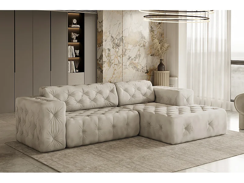 Ecksofa LUX L-Form, Stoff Whisper, Creme, Rechts