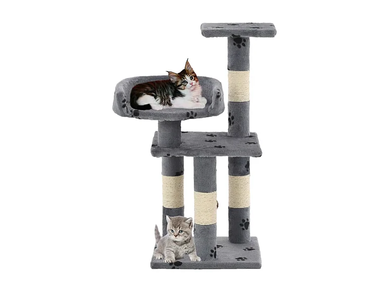 Sebastiano  Kattenkrabpaal met sisal krabpalen 65 cm pootafdrukken grijs