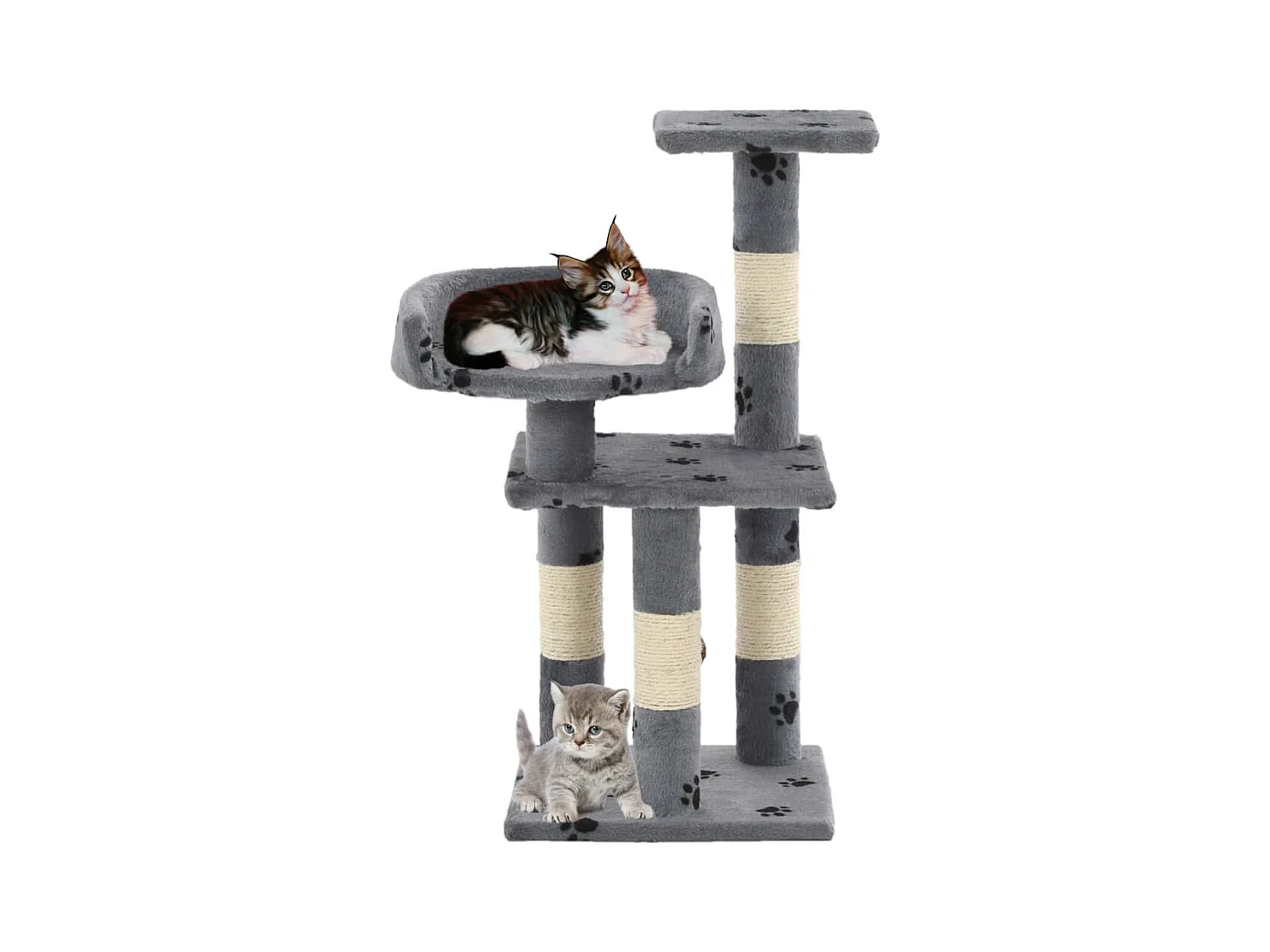 Sebastiano  Arbre à chat et griffoir Sisal 65 cm Empreintes de pattes Gris