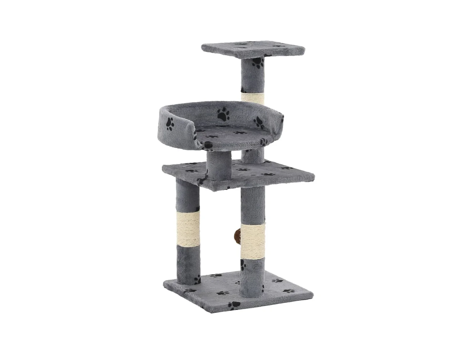 Sebastiano  Arbre à chat et griffoir Sisal 65 cm Empreintes de pattes Gris