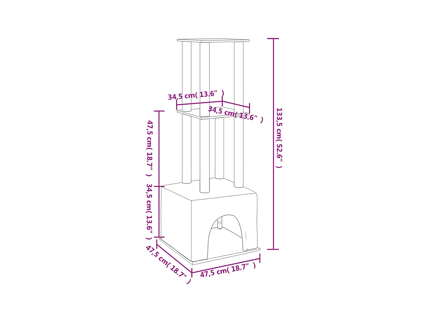 Hemiksem  Arbre à chat avec griffoirs en sisal gris clair 133,5 cm