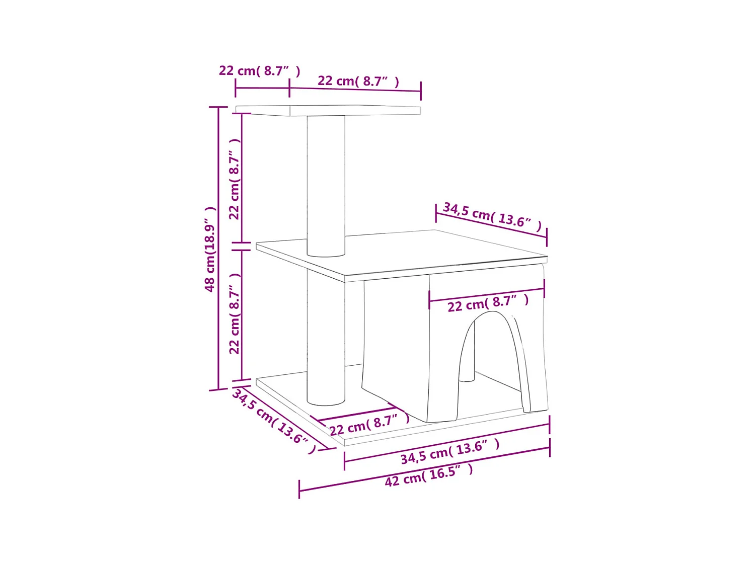 Xyran  Arbre à chat avec griffoirs en sisal gris clair 48 cm