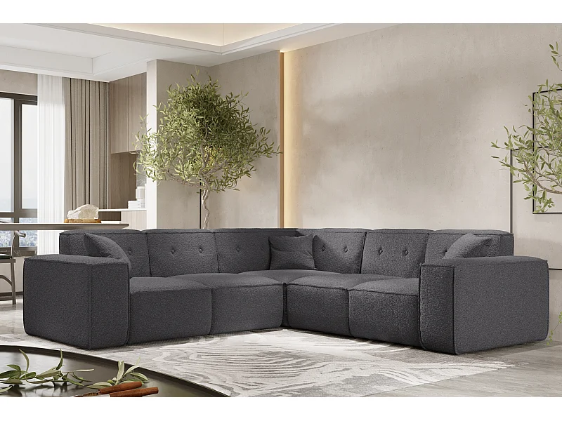 Hoekbank PULA, stof Antic, staal