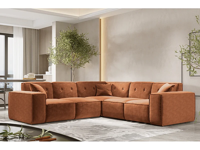 Hoekbank PULA, stof Perfect Harmony, oranje