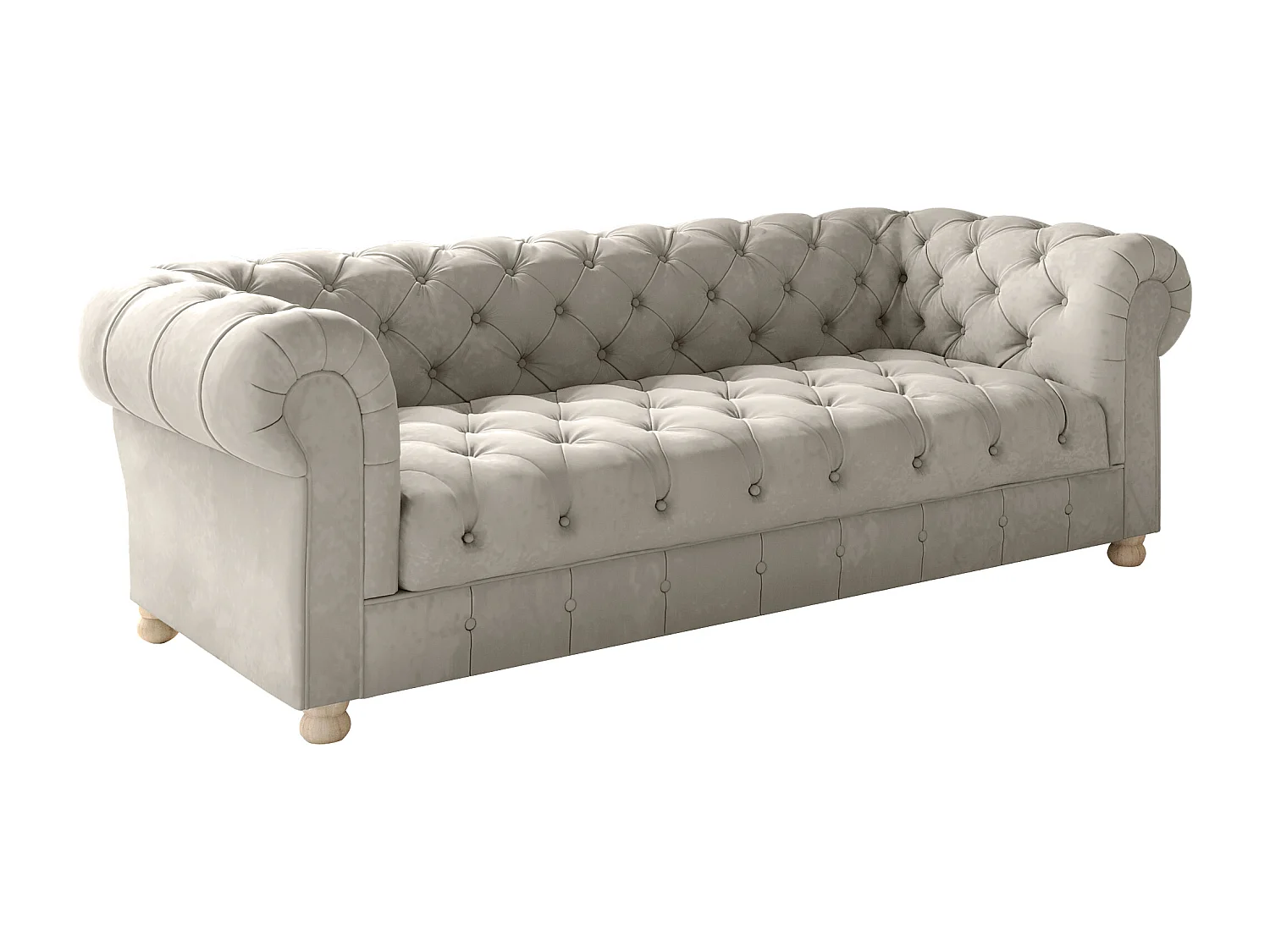 Sofa Dreisitzer CHESTERFIELD, Stoff Whisper, Creme
