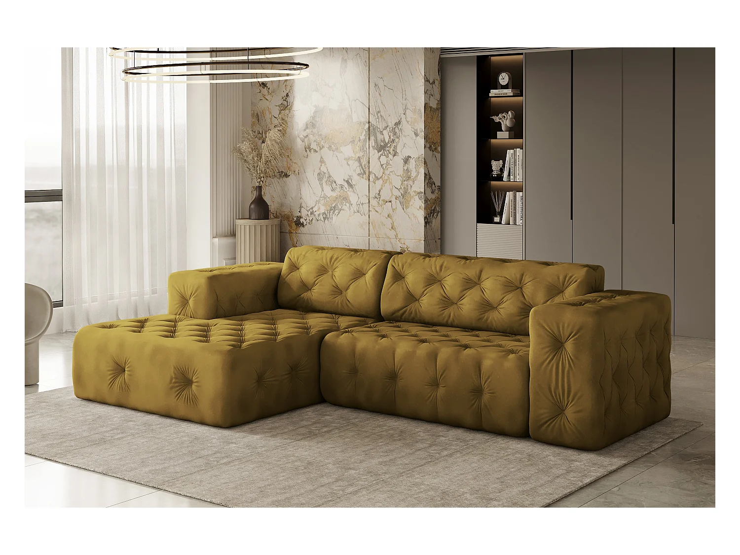 Ecksofa LUX L-Form, Stoff Whisper, Golden, Links