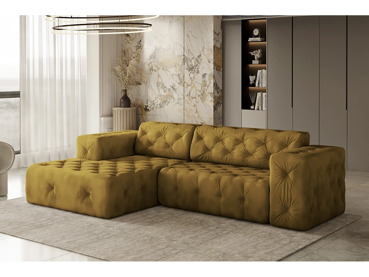 Ecksofa LUX L-Form, Stoff Whisper, Golden, Links