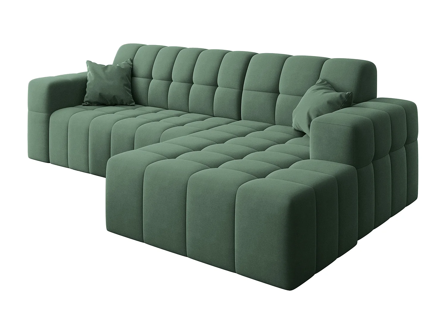 Ecksofa NIMES L-Form, Stoff Portland, Grün, Rechts