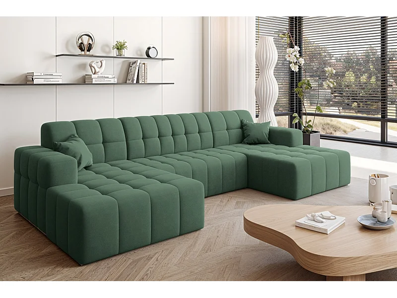 Ecksofa NIMES U-Form, Stoff Portland, Grün