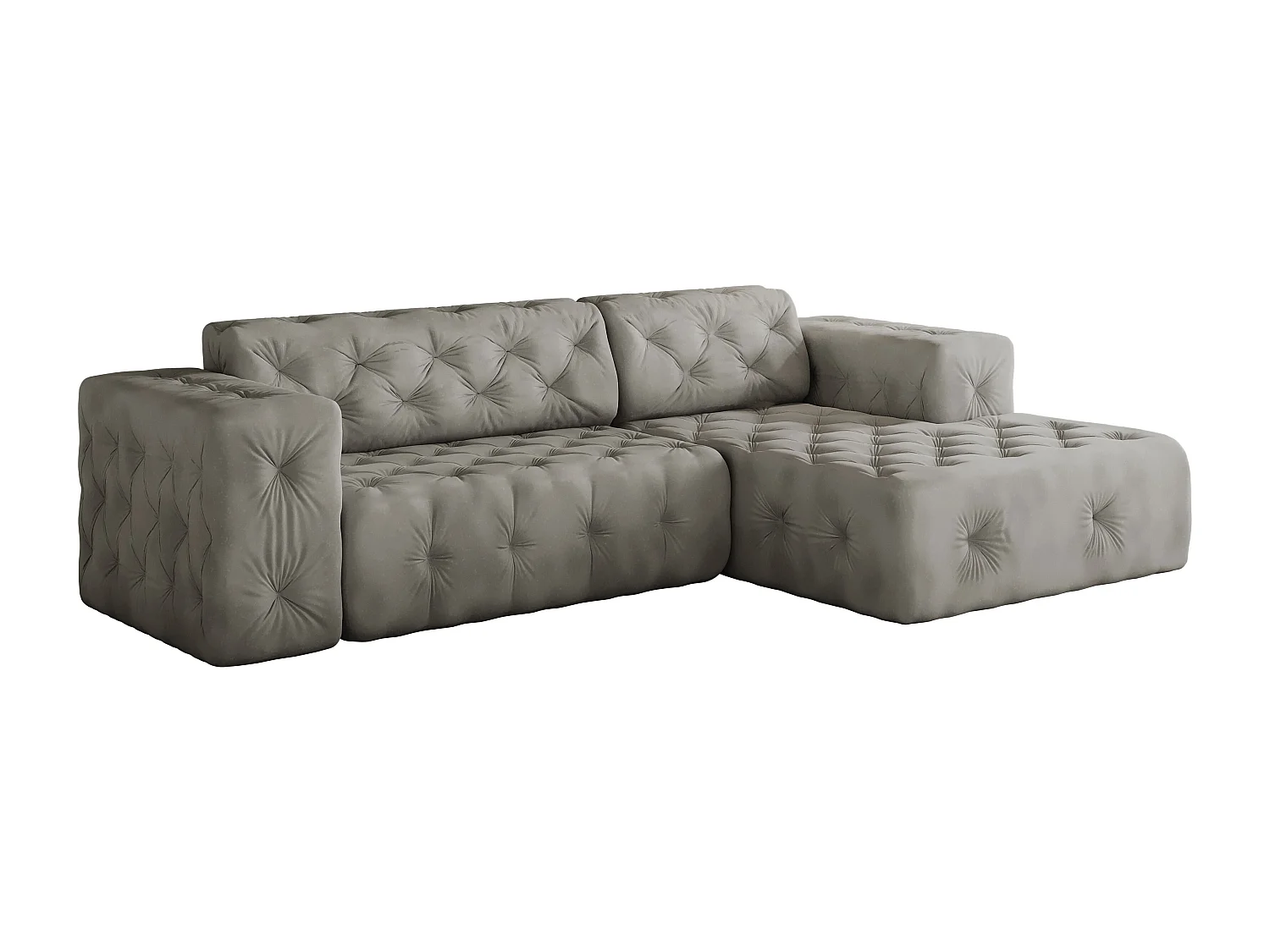 Ecksofa LUX L-Form, Stoff Whisper, Silber, Rechts